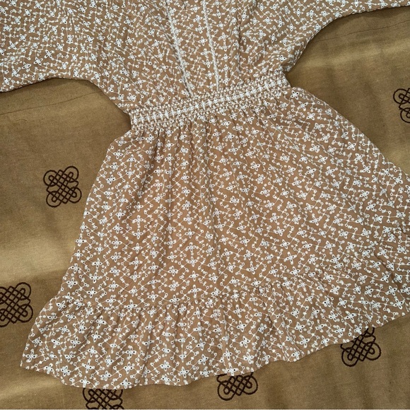 Shoshanna Women'S Beige Three-Quarter Sleeve Elastic Waist Dress Size 6 - Picture 4 of 17